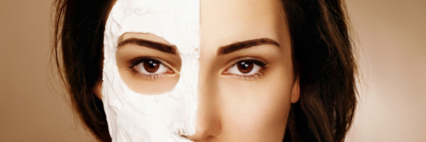 Woman with spa facial mask. Skin care